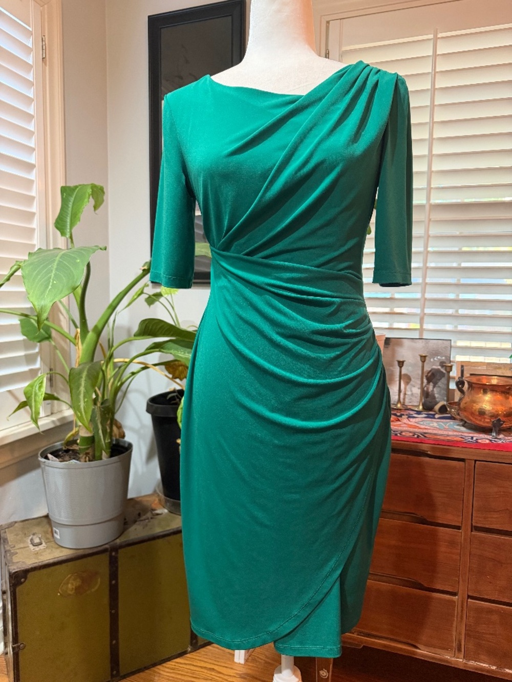 Emerald green midi dress from Connected apparel.